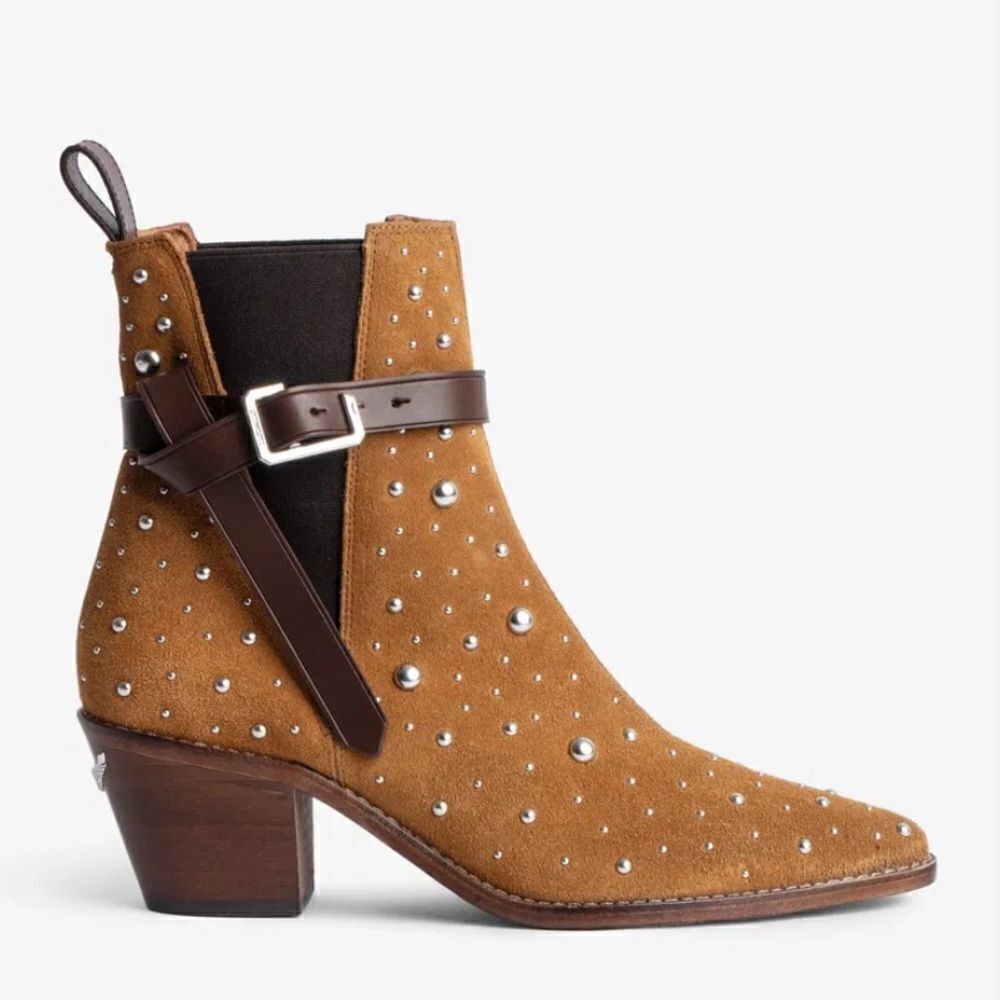 Zadig & Voltaire pointed toe boot Tyler Cecilia Dream Studded Suede. 39/8 New - Picture 3 of 16